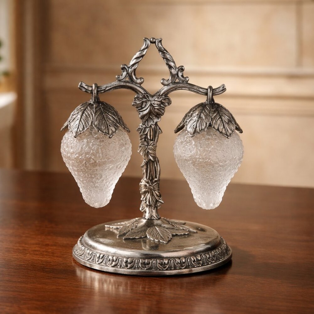 Vintage Table Glass and Silver Plated Decorative Dining Item for the Dining Room